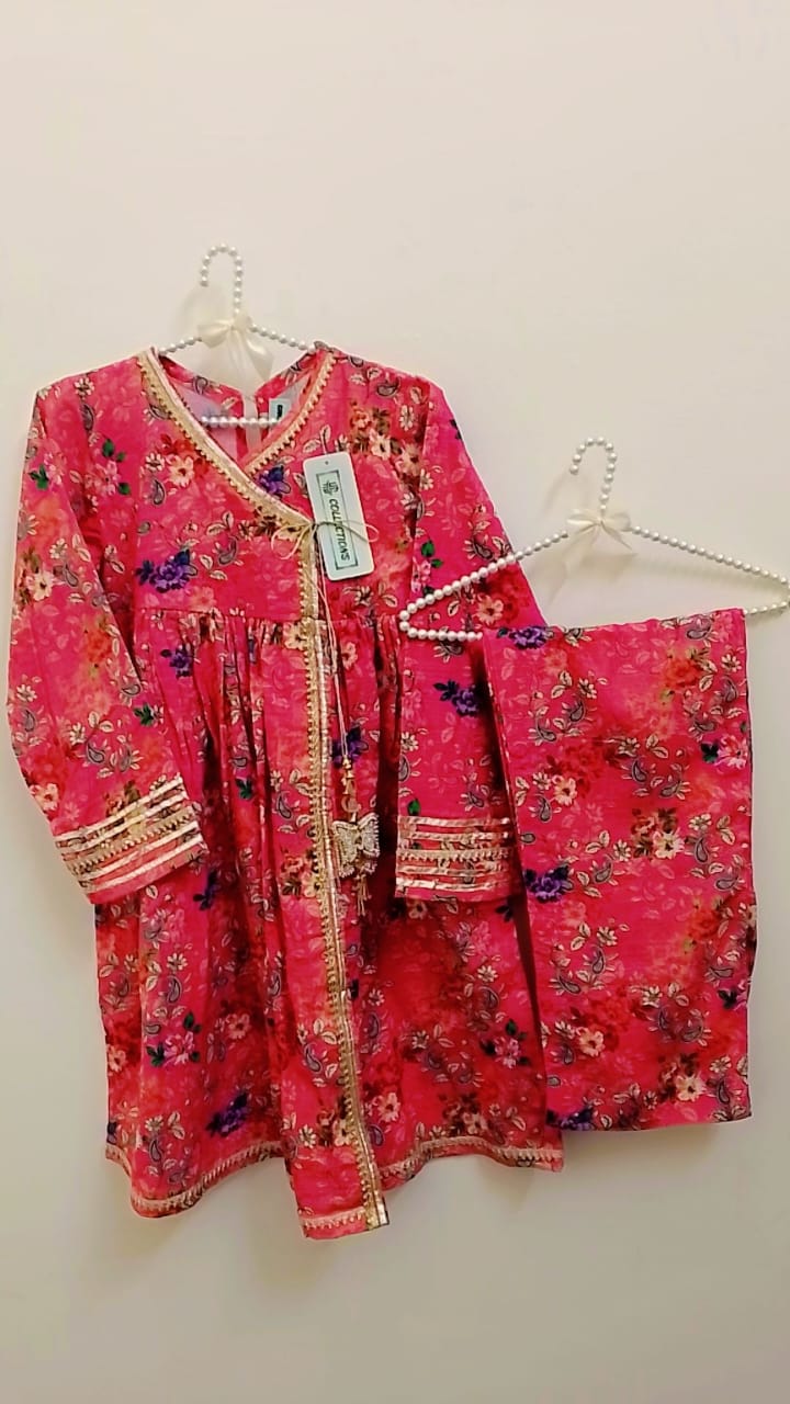 Two-Piece Khaddar Floral Suit for Girls (Age 11-12) | Stylish, Warm & Comfortable