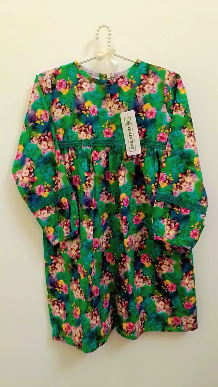 Elegant Floral Khaddar Two-Piece Suit for Girls (8-9 Years)